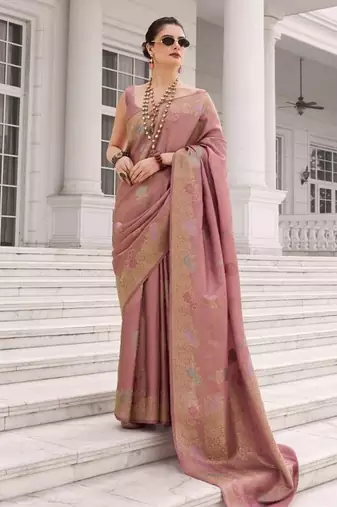 Pink silk blend saree with blouse