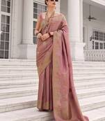 Pink silk blend saree with blouse