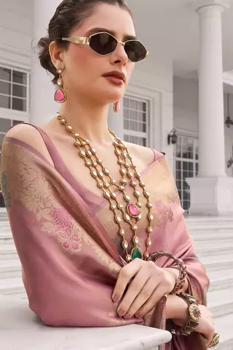 Pink silk blend saree with blouse