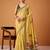 Yellow cotton silk printed saree with blouse