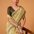 Olive cotton silk printed saree with blouse