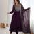 wine faux goergette  party  embroidery wear anarkali  suit set