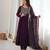 wine faux goergette  party  embroidery wear anarkali  suit set