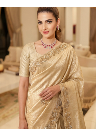 Beads Work Kanjiwaram Silk blend Saree 2