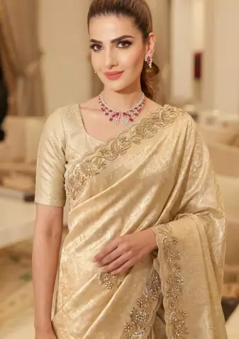 Beads Work Kanjiwaram Silk blend Saree