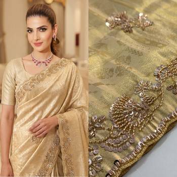 Beads Work Kanjiwaram Silk blend Saree 4