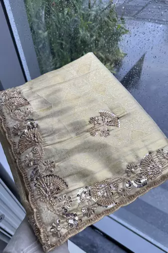 Beads Work Kanjiwaram Silk blend Saree