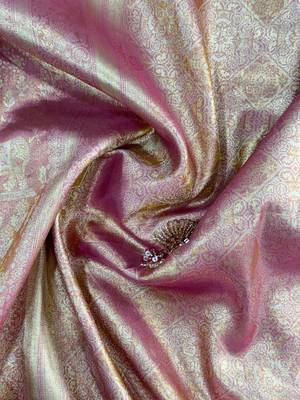 Pink clr Beads work kanjiwaram silk blend saree 11