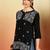 Women black ethnic motifs embroidered lucknowi chikankari short kurtis