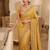 Gold Yellow clr Beads work kanjiwaram silk blend saree