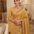 Gold Yellow clr Beads work kanjiwaram silk blend saree