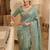Rama Teal Blue clr Beads work kanjiwaram silk Blend saree