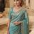 Rama Teal Blue clr Beads work kanjiwaram silk Blend saree