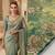 Rama Teal Blue clr Beads work kanjiwaram silk Blend saree