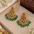 South indian gold plated cz chandbali earrings with green red beads & pearl drops