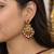 South indian ruby gold chandbali earrings with pearl & red bead drops