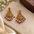 South indian ruby gold chandbali earrings with pearl & red bead drops