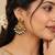 South indian ruby green temple jhumka earrings with pearl  green bead drops