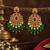 Cz chandbali gold-plated earrings with green beads & pearl drops
