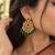 Cz chandbali gold-plated earrings with green beads & pearl drops