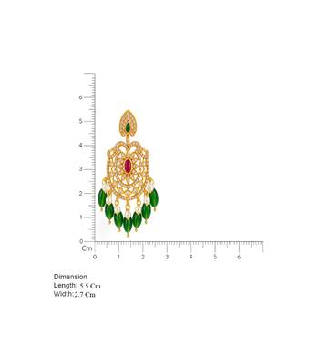 Cz chandbali gold-plated earrings with green beads & pearl drops 4