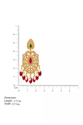 Cz chandbali gold-plated earrings with pink beads & pearl drops