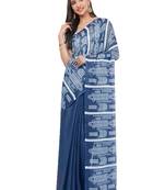 Blue pure linen dyed saree with blouse
