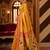 mustard kanjivaram silk blend woven work traditional saree