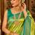 parrot green kanjivaram silk blend woven work traditional saree