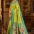 parrot green kanjivaram silk blend woven work traditional saree