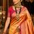 orange kanjivaram silk blend woven work traditional saree