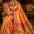 orange kanjivaram silk blend woven work traditional saree