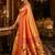 orange kanjivaram silk blend woven work traditional saree