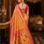 orange kanjivaram silk blend woven work traditional saree