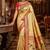 beige kanjivaram silk blend woven work traditional saree