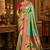 green kanjivaram silk blend woven work traditional saree