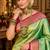 green kanjivaram silk blend woven work traditional saree