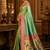 green kanjivaram silk blend woven work traditional saree