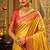 yellow kanjivaram silk blend woven work traditional saree