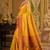 yellow kanjivaram silk blend woven work traditional saree