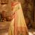 golden yellow kanjivaram silk blend woven work traditional saree