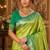 parrot green kanjivaram silk blend woven work traditional saree
