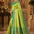 parrot green kanjivaram silk blend woven work traditional saree