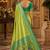 parrot green kanjivaram silk blend woven work traditional saree