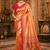 orange kanjivaram silk blend woven work traditional saree