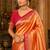 orange kanjivaram silk blend woven work traditional saree