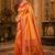 orange kanjivaram silk blend woven work traditional saree