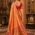 orange kanjivaram silk blend woven work traditional saree