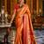 orange kanjivaram silk blend woven work traditional saree