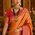 orange kanjivaram silk blend woven work traditional saree